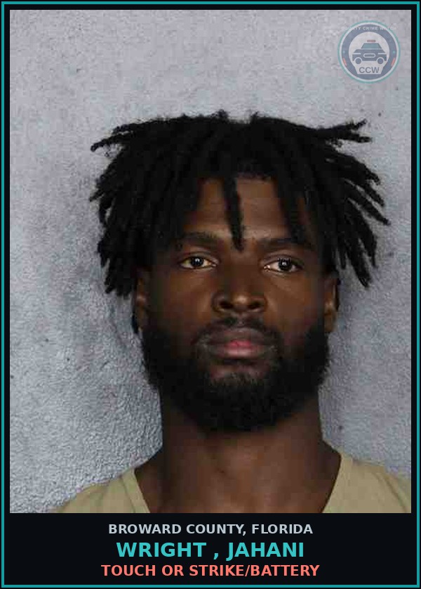 Booking mugshot of WRIGHT , JAHANI in Broward County