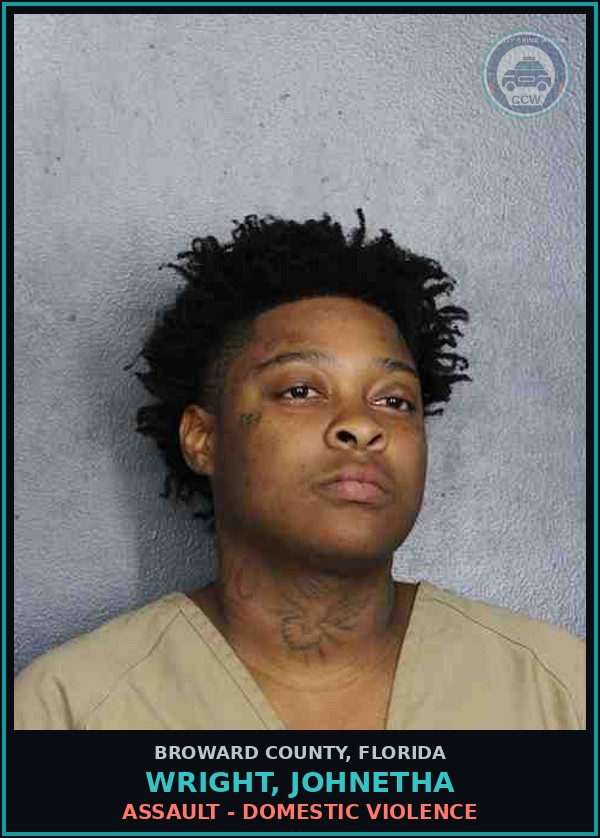 Booking mugshot of WRIGHT, JOHNETHA in Broward County