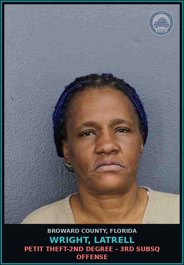 Booking mugshot of WRIGHT, LATRELL in Broward County