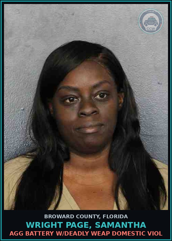 Booking mugshot of WRIGHT PAGE, SAMANTHA in Broward County