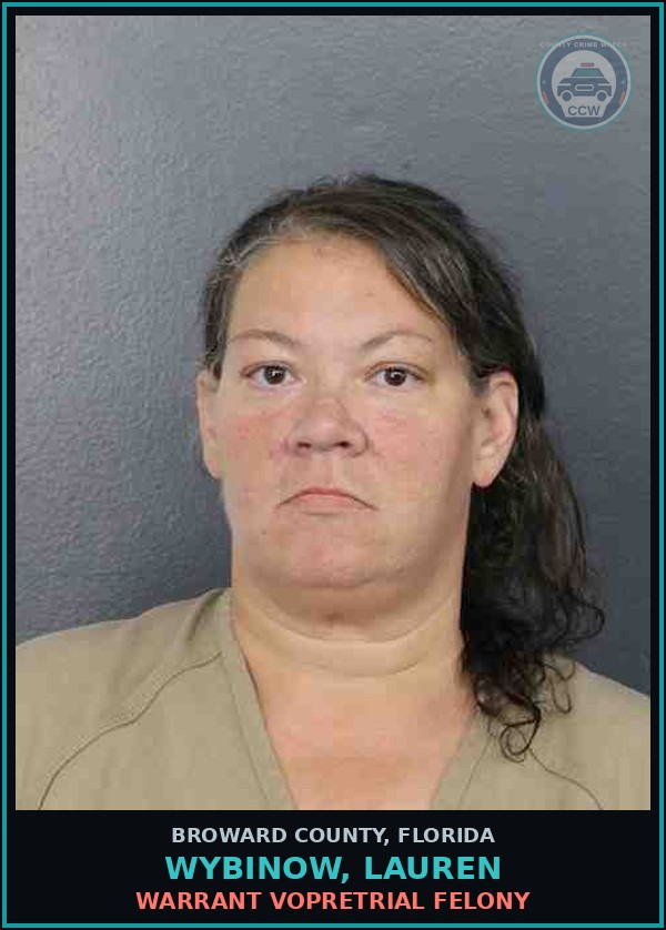 Booking mugshot of WYBINOW, LAUREN in Broward County