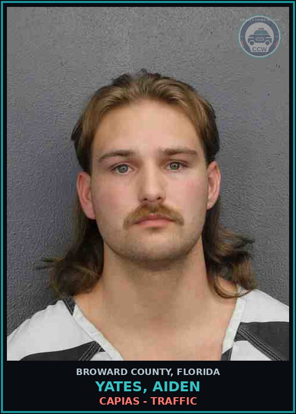 Booking mugshot of YATES, AIDEN in Broward County