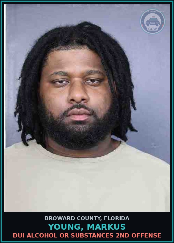 Booking mugshot of YOUNG, MARKUS in Broward County
