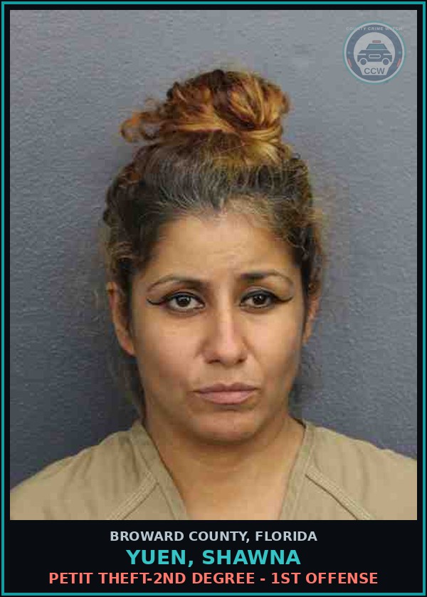 Booking mugshot of YUEN, SHAWNA in Broward County