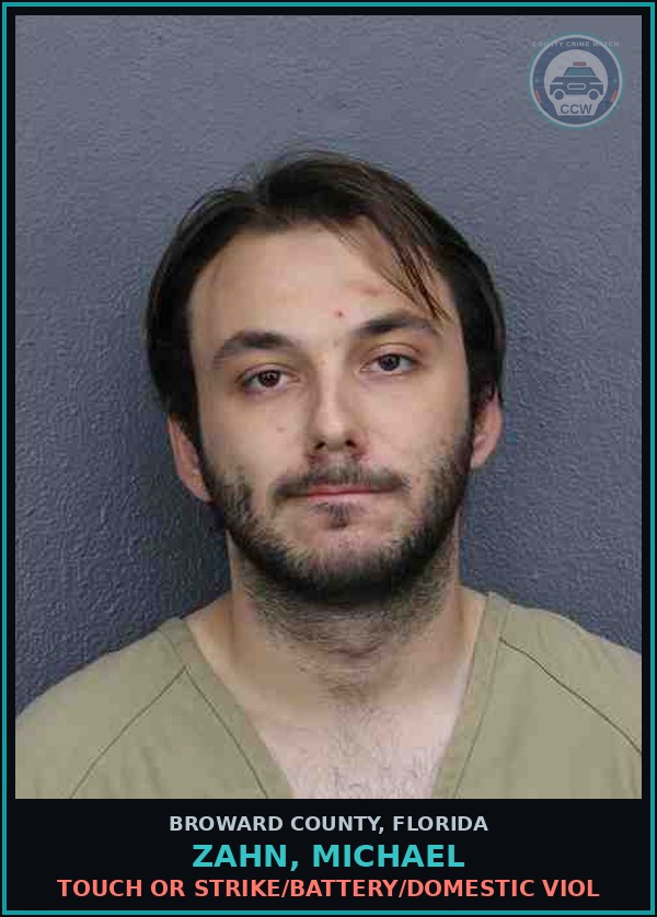 Booking mugshot of ZAHN, MICHAEL in Broward County