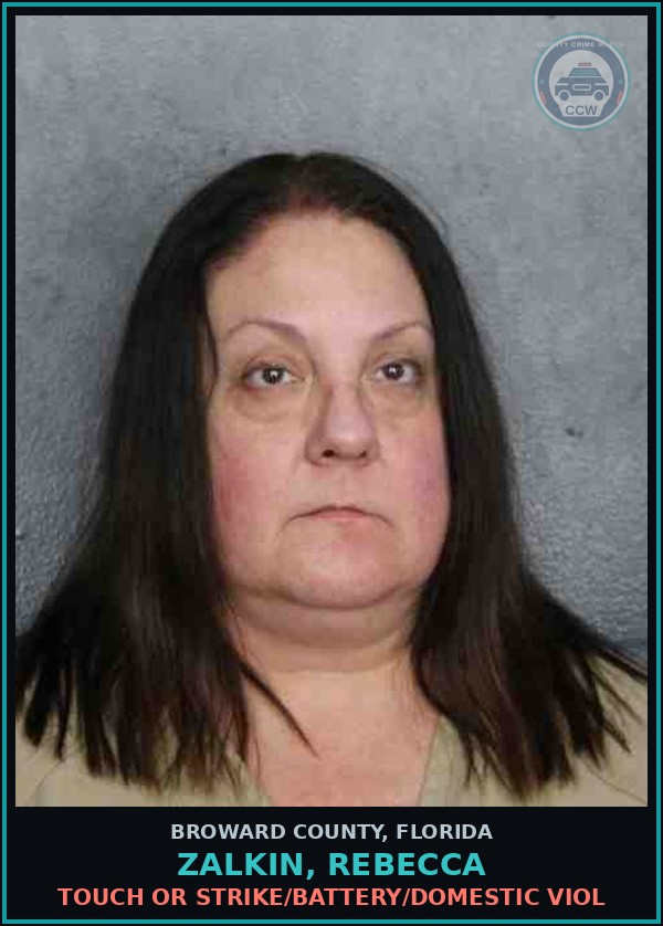 Booking mugshot of ZALKIN, REBECCA in Broward County
