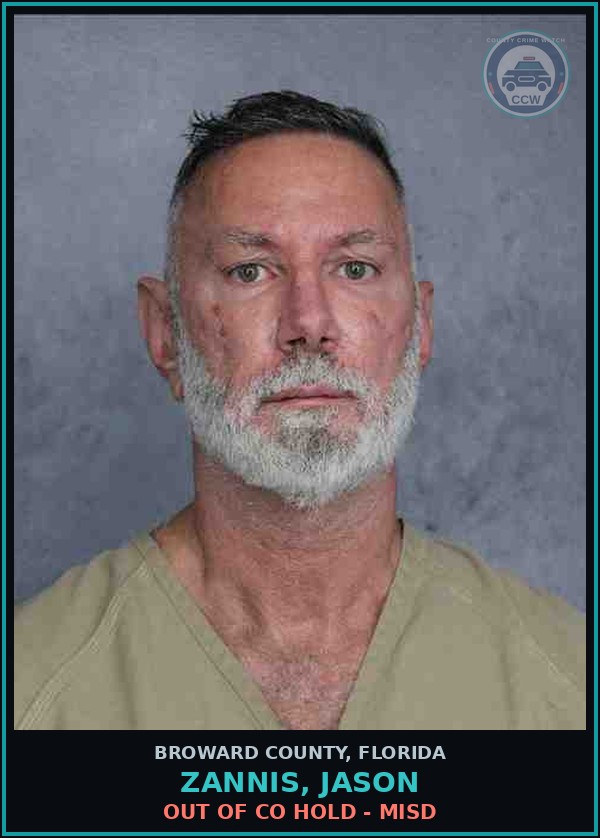 Booking mugshot of ZANNIS, JASON in Broward County