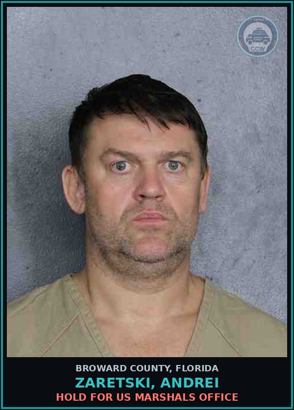 Booking mugshot of ZARETSKI, ANDREI in Broward County