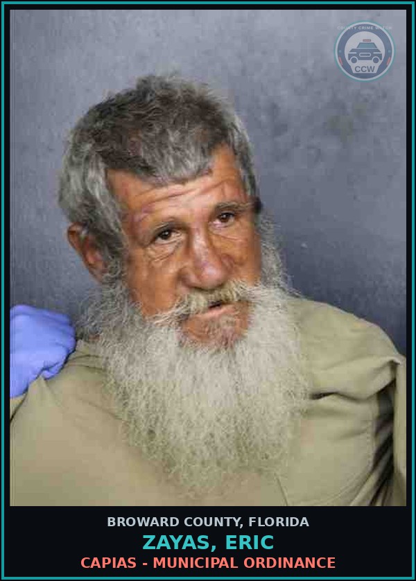 Booking mugshot of ZAYAS, ERIC in Broward County