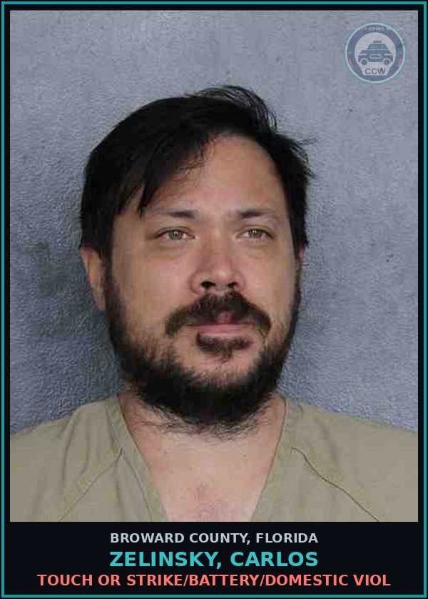 Booking mugshot of ZELINSKY, CARLOS in Broward County
