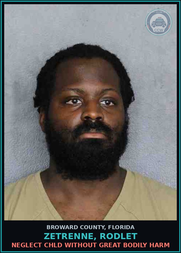 Booking mugshot of ZETRENNE, RODLET in Broward County