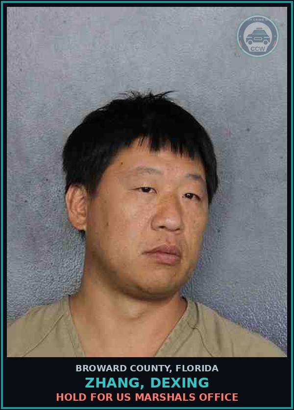 Booking mugshot of ZHANG, DEXING in Broward County