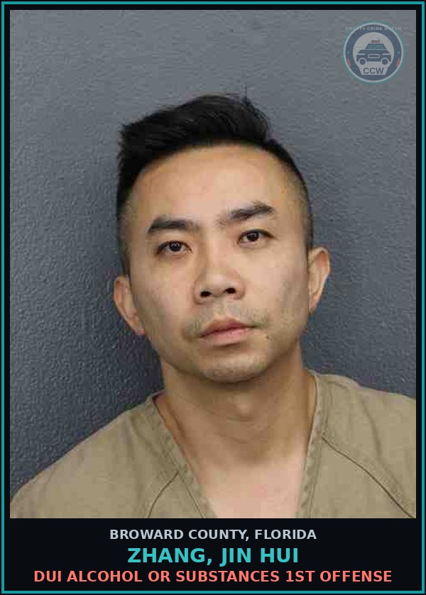 Booking mugshot of ZHANG, JIN HUI in Broward County