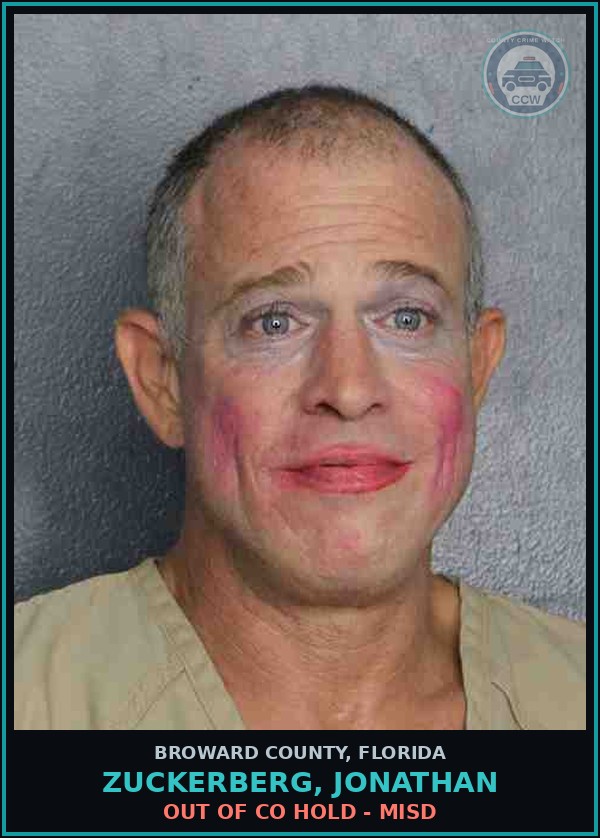 Booking mugshot of ZUCKERBERG, JONATHAN in Broward County