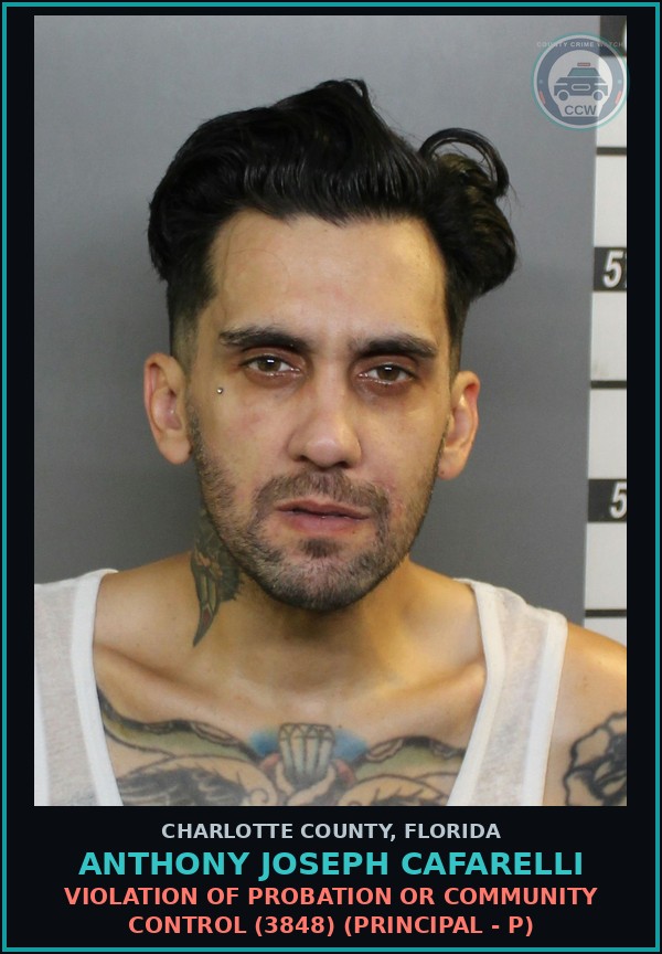 Booking mugshot of ANTHONY JOSEPH CAFARELLI in Charlotte County
