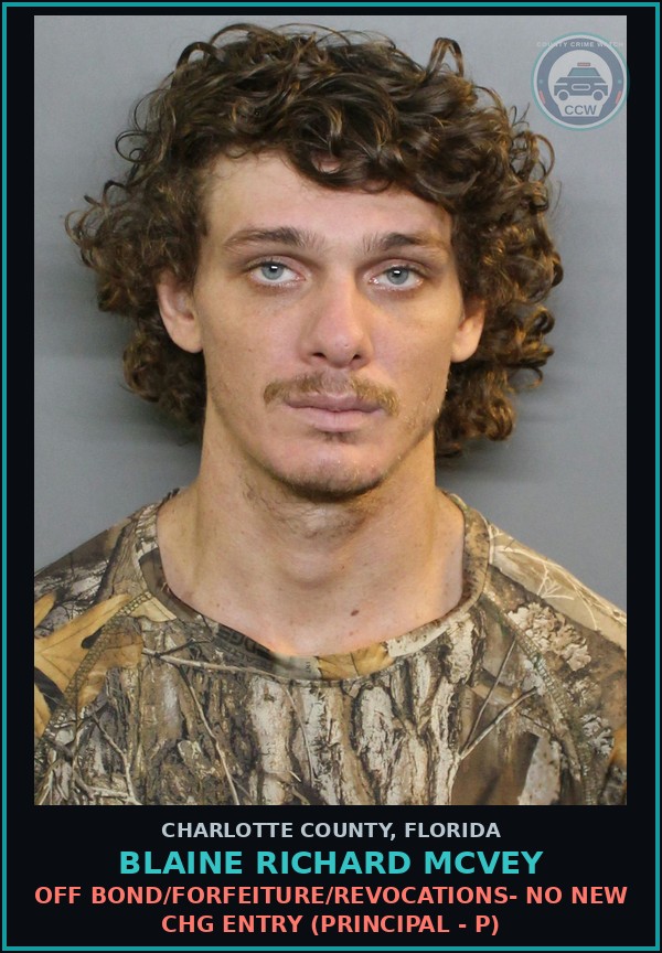 Booking mugshot of BLAINE RICHARD MCVEY in Charlotte County