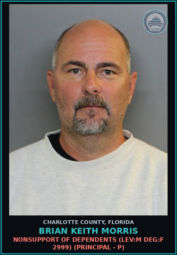 Booking mugshot of BRIAN KEITH MORRIS in Charlotte County