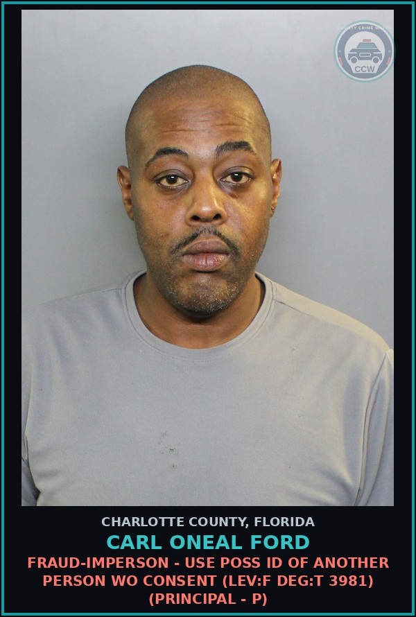 Booking mugshot of CARL ONEAL FORD in Charlotte County