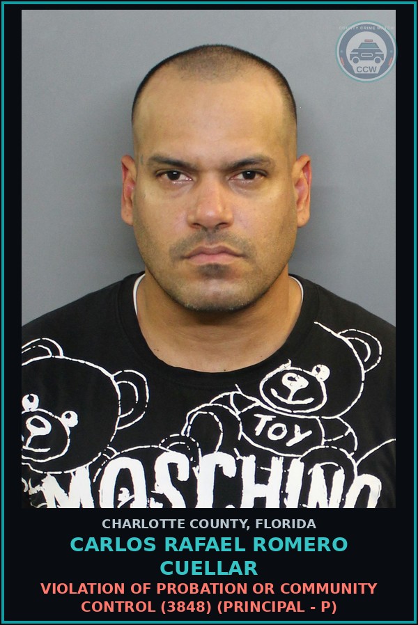 Booking mugshot of CARLOS RAFAEL ROMERO CUELLAR in Charlotte County