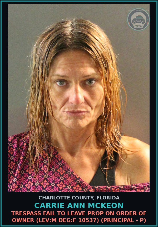 Booking mugshot of CARRIE ANN MCKEON in Charlotte County