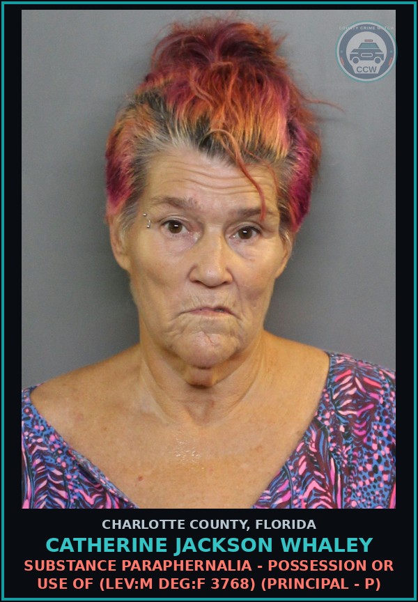 Booking mugshot of CATHERINE JACKSON WHALEY in Charlotte County