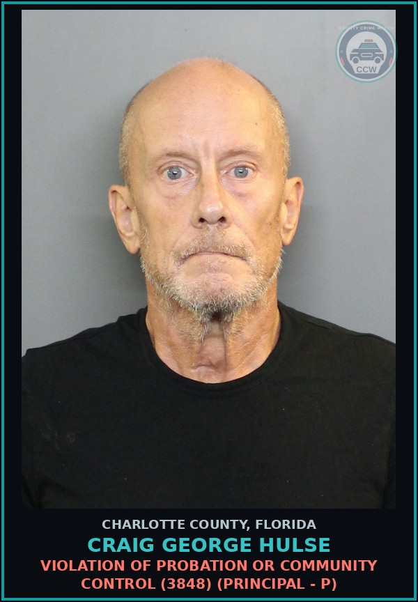 Booking mugshot of CRAIG GEORGE HULSE in Charlotte County