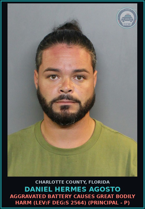 Booking mugshot of DANIEL HERMES AGOSTO in Charlotte County
