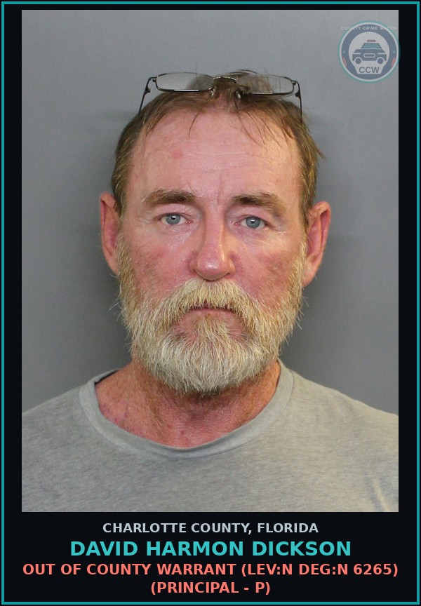 Booking mugshot of DAVID HARMON DICKSON in Charlotte County