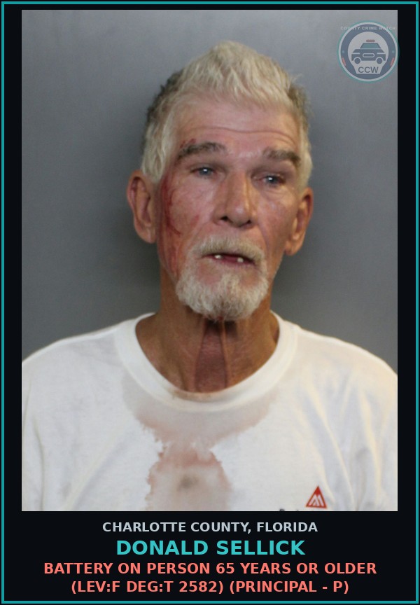 Booking mugshot of DONALD SELLICK in Charlotte County