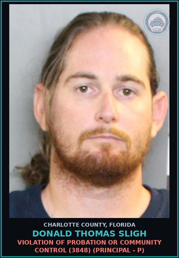 Booking mugshot of DONALD THOMAS SLIGH in Charlotte County