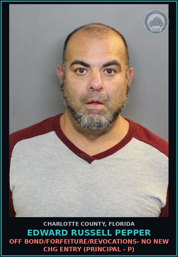 Booking mugshot of EDWARD RUSSELL PEPPER in Charlotte County