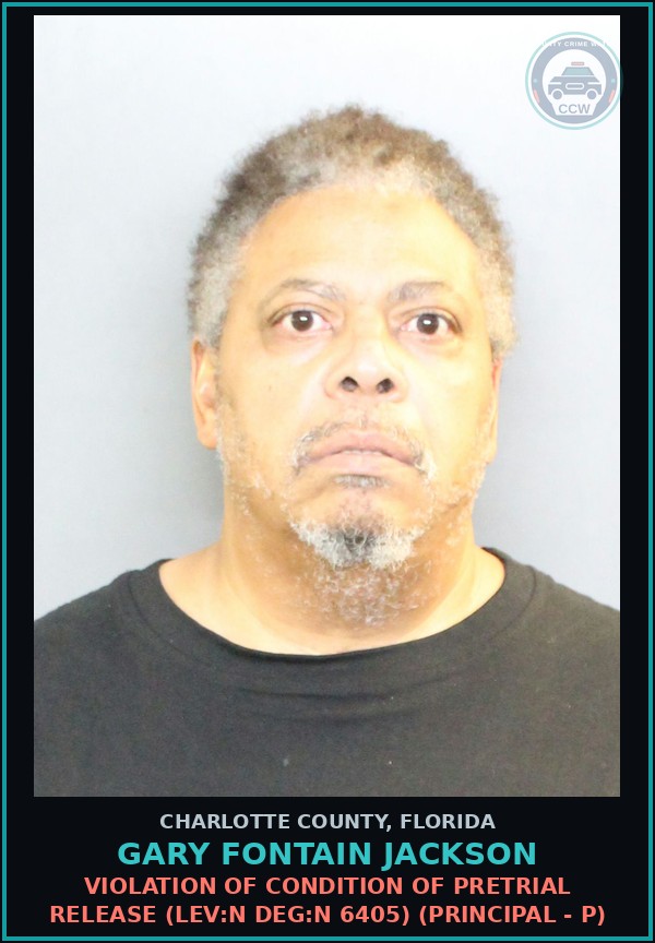 Booking mugshot of GARY FONTAIN JACKSON in Charlotte County
