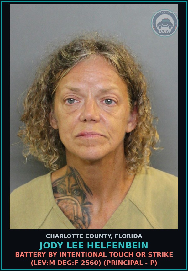 Booking mugshot of JODY LEE HELFENBEIN in Charlotte County