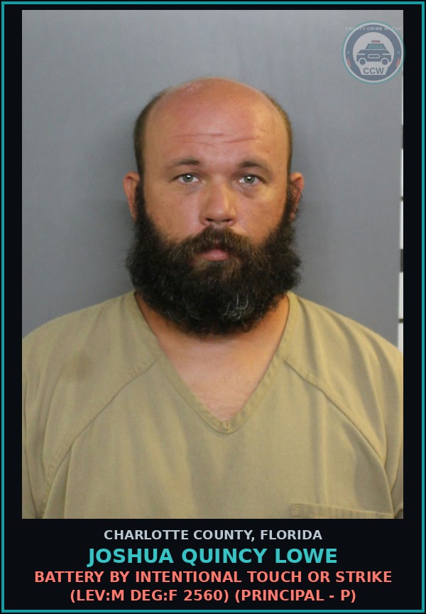 Booking mugshot of JOSHUA QUINCY LOWE in Charlotte County