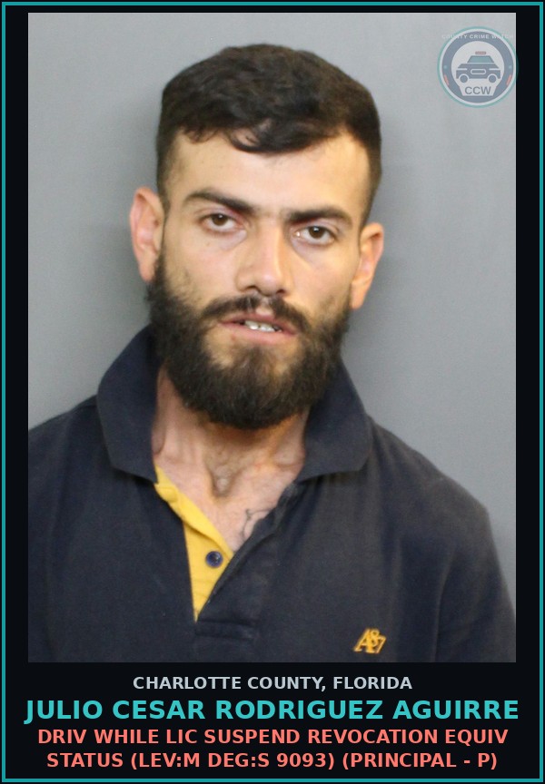 Booking mugshot of JULIO CESAR RODRIGUEZ AGUIRRE in Charlotte County