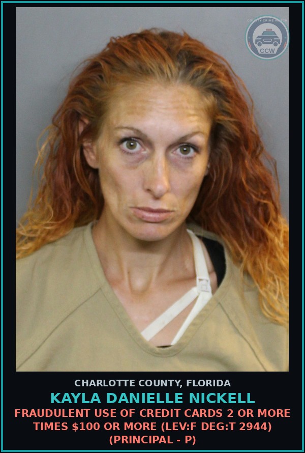 Booking mugshot of KAYLA DANIELLE NICKELL in Charlotte County