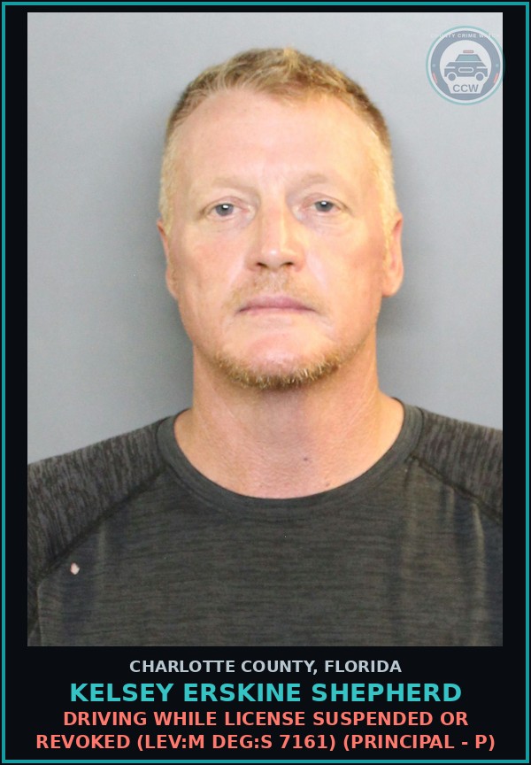 Booking mugshot of KELSEY ERSKINE SHEPHERD in Charlotte County