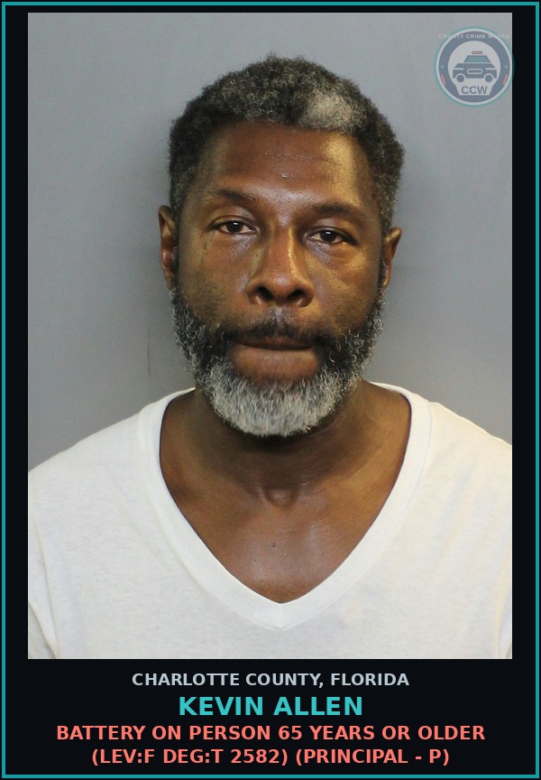 Booking mugshot of KEVIN ALLEN in Charlotte County