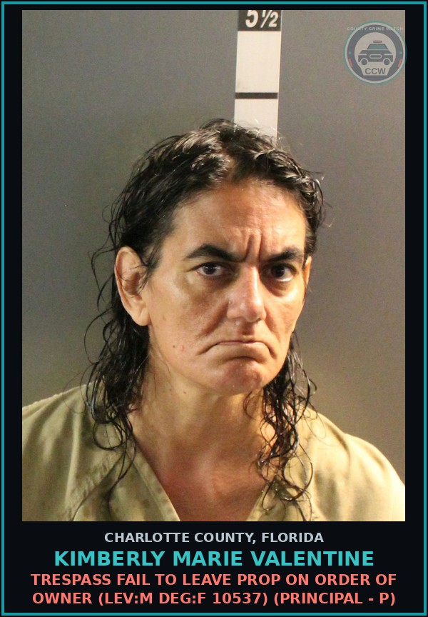 Booking mugshot of KIMBERLY MARIE VALENTINE in Charlotte County