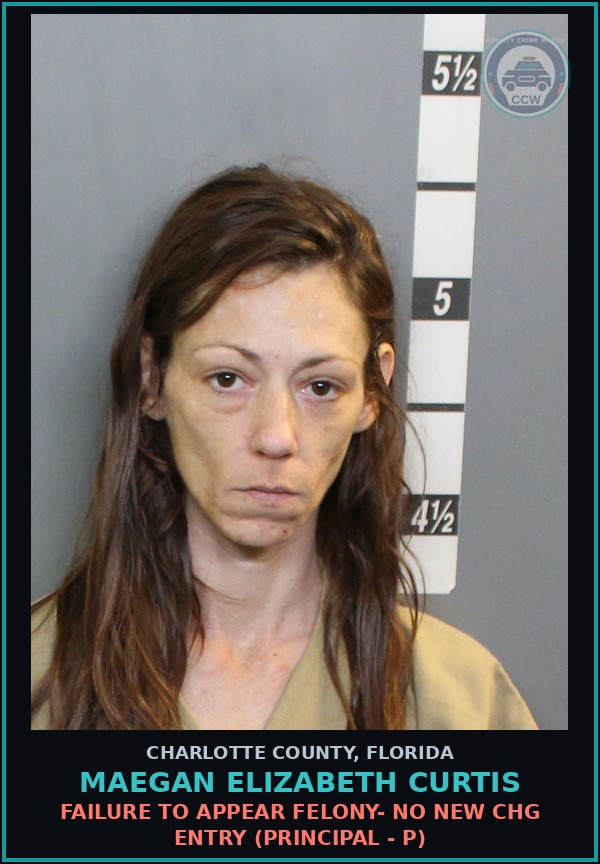 Booking mugshot of MAEGAN ELIZABETH CURTIS in Charlotte County