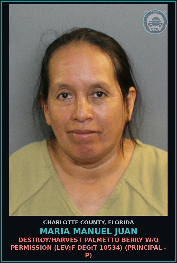 Booking mugshot of MARIA MANUEL JUAN in Charlotte County