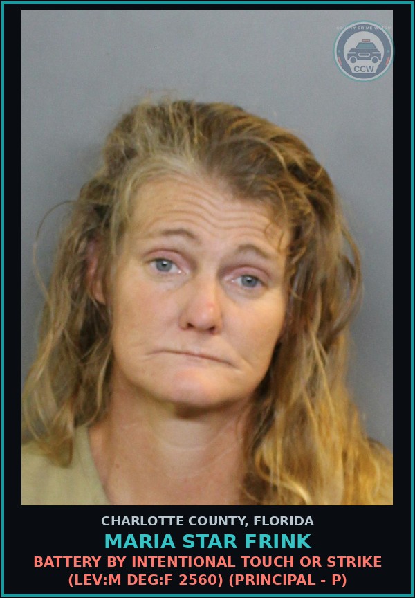 Booking mugshot of MARIA STAR FRINK in Charlotte County