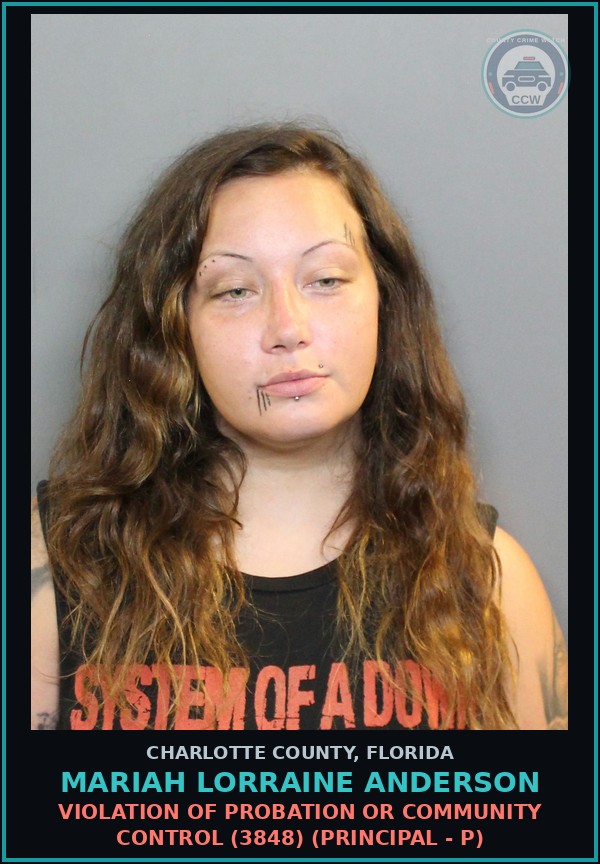 Booking mugshot of MARIAH LORRAINE ANDERSON in Charlotte County
