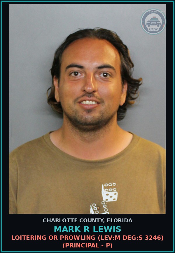 Booking mugshot of MARK R LEWIS in Charlotte County
