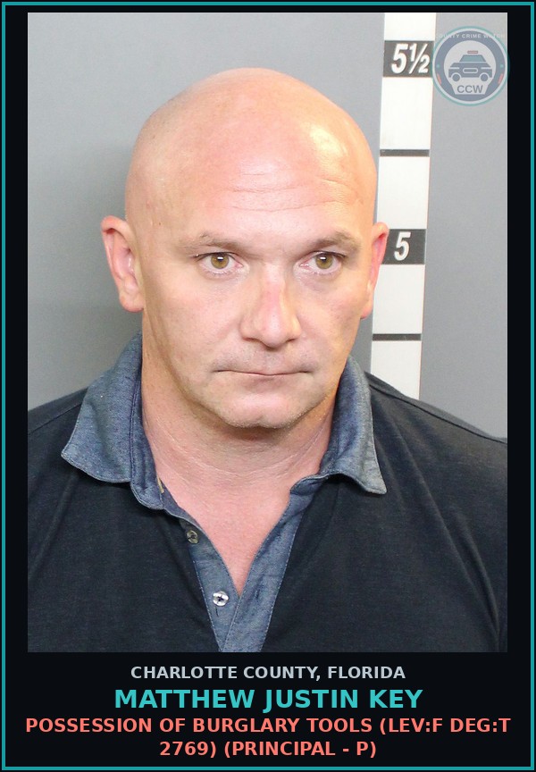 Booking mugshot of MATTHEW JUSTIN KEY in Charlotte County