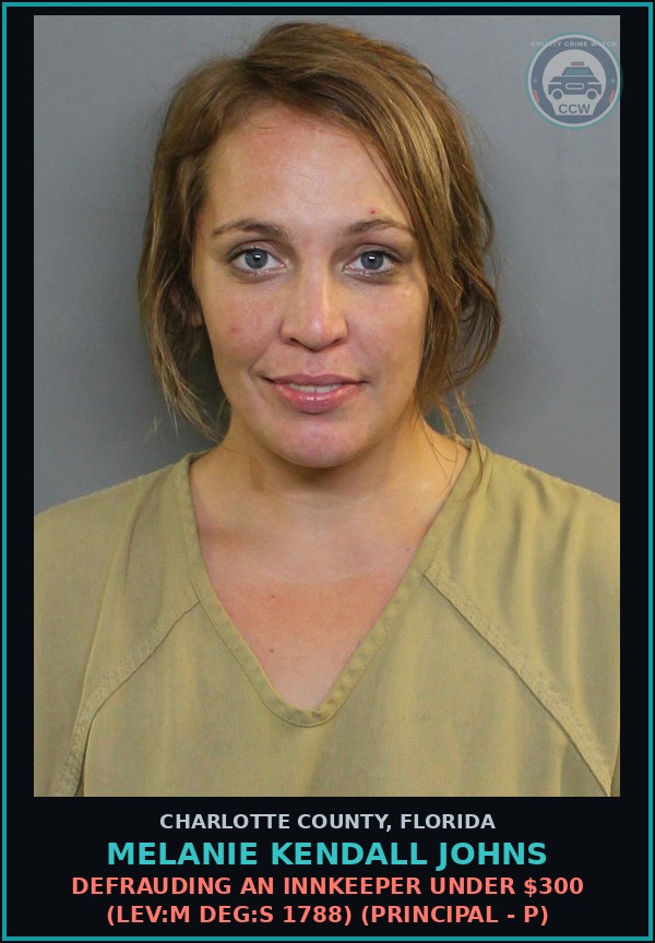 Booking mugshot of MELANIE KENDALL JOHNS in Charlotte County