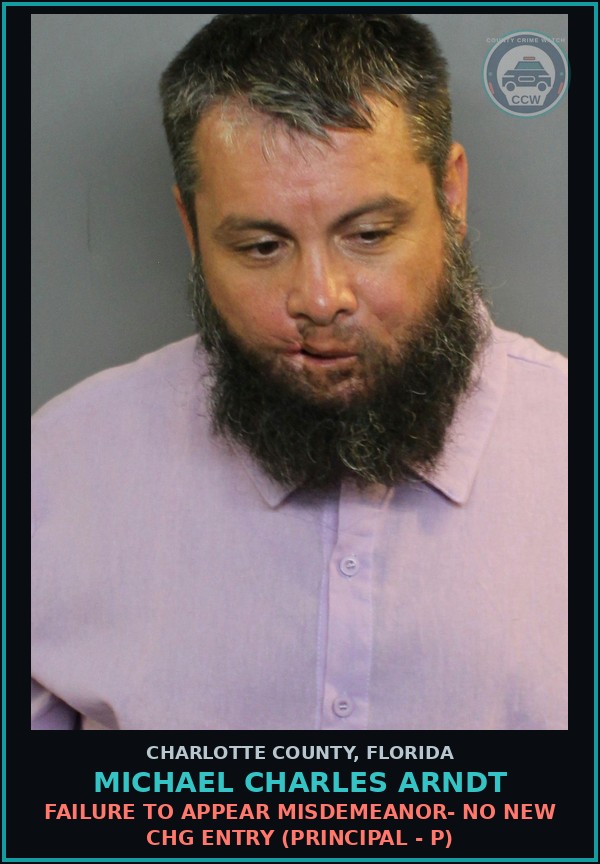 Booking mugshot of MICHAEL CHARLES ARNDT in Charlotte County