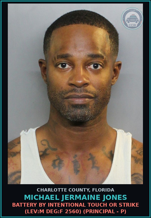 Booking mugshot of MICHAEL JERMAINE JONES in Charlotte County