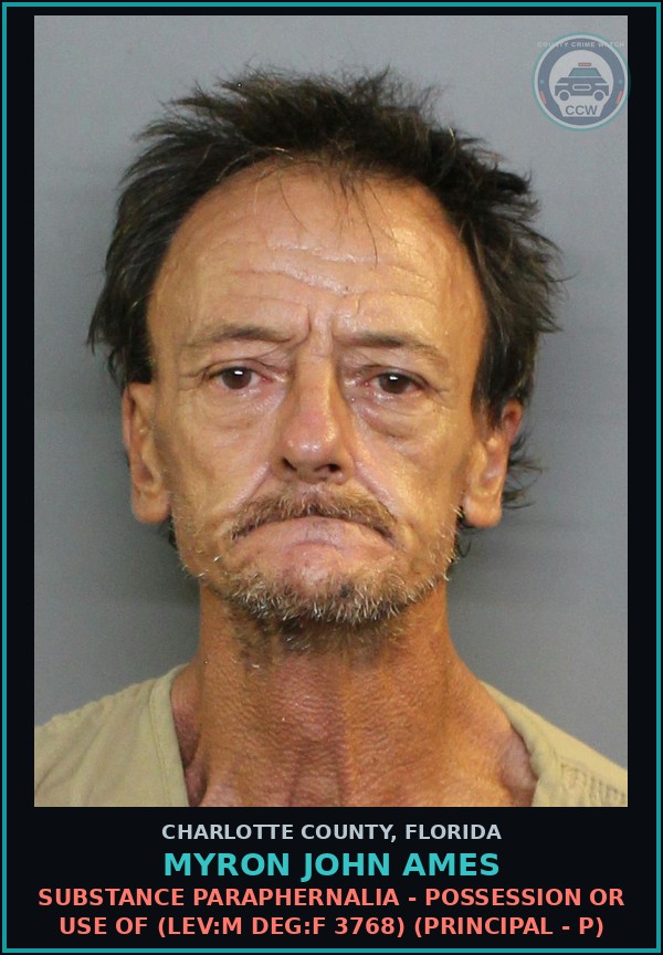Booking mugshot of MYRON JOHN AMES in Charlotte County