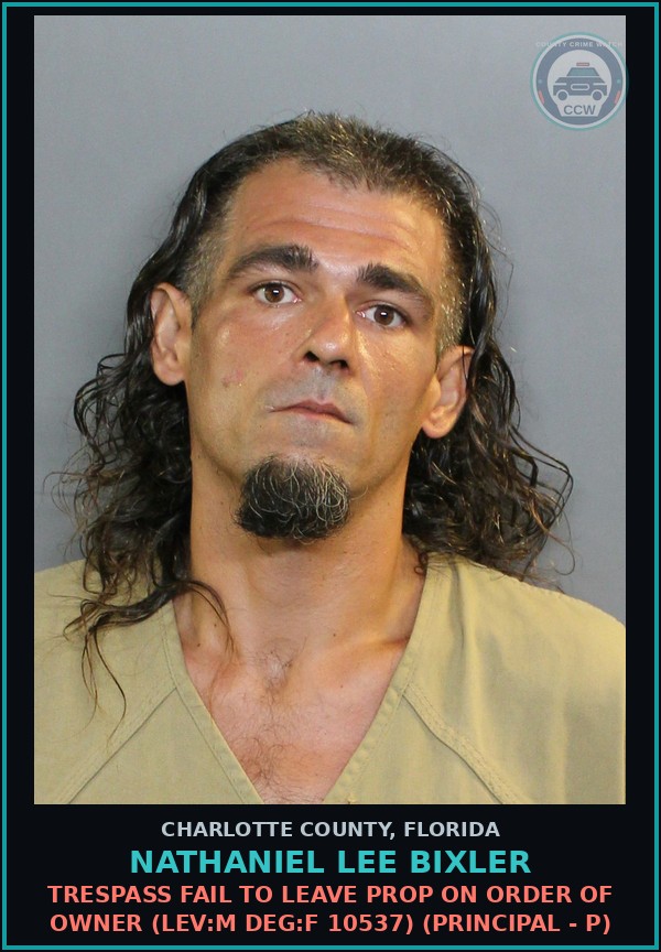 Booking mugshot of NATHANIEL LEE BIXLER in Charlotte County
